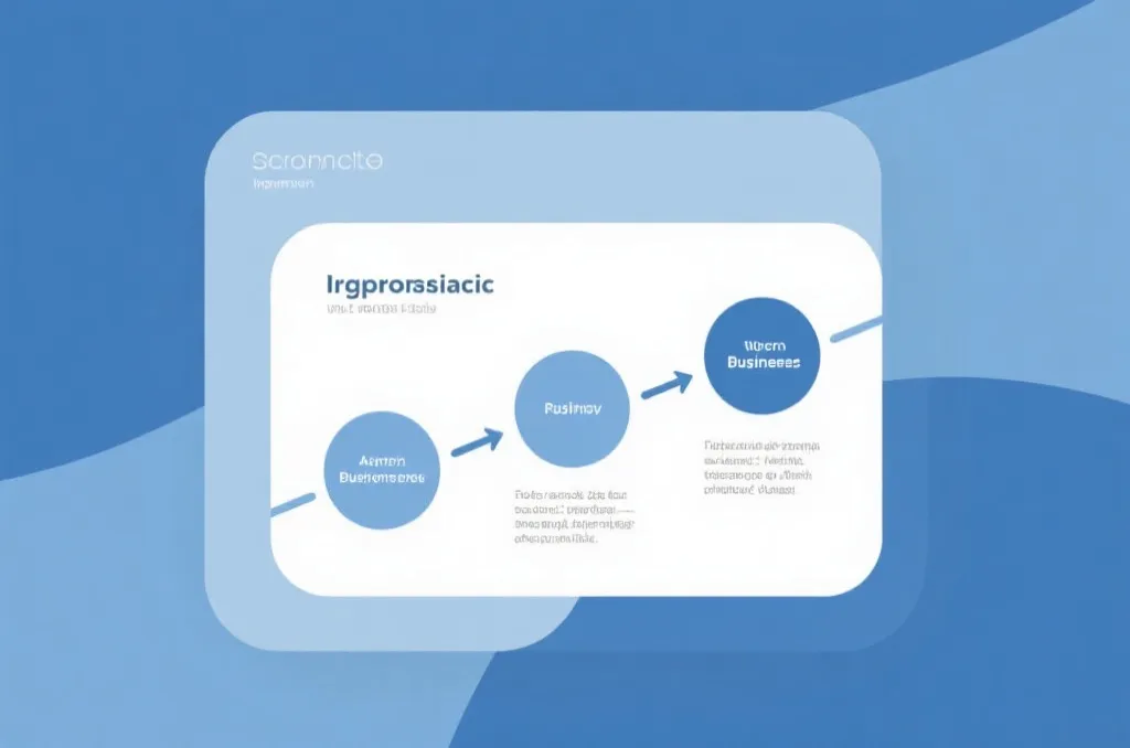 A clean minimalist infographic showing a three-step process timeline, modern business aesthetic, blue and white theme